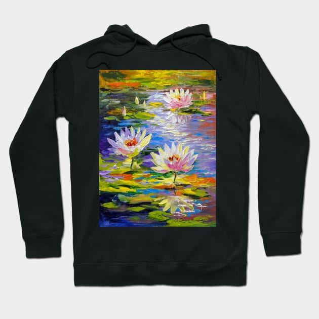 Water lilies in the pond Hoodie by OLHADARCHUKART